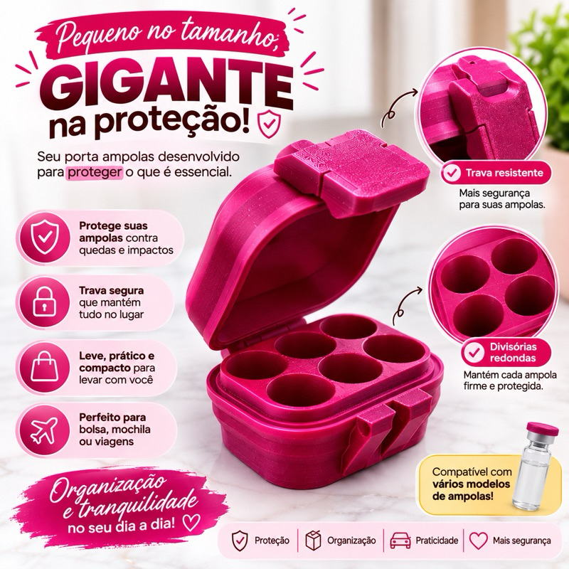 Porta Ampola 3ml - Compacto e seguro