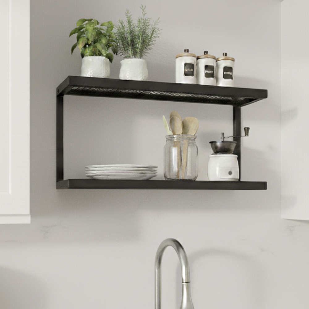 Prateleira De Metal 40 X 23 X 14cm Preto Industrial Com Tela