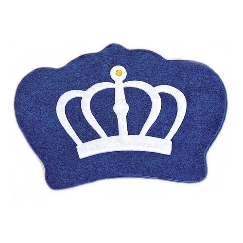 Tapete Pelúcia Quarto Bebê Infantil Coroa Azul 1,20 X 0,80