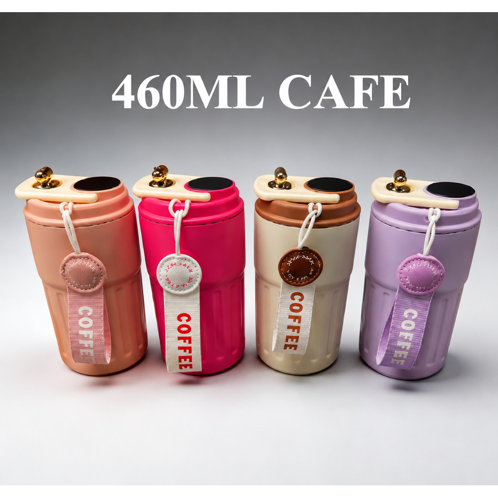 Copo Térmico Café 460ml com Tampa Vedada, Design Moderno, Portátil, Isolamento Térmico,maravilha