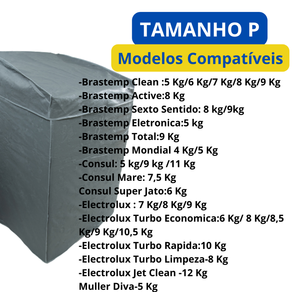 Capa Máquina Lavar Eletrolux Brastemp 6 Kg 7kg 8kg 9kg 10kg Protetora Impermeável Lavanderia
