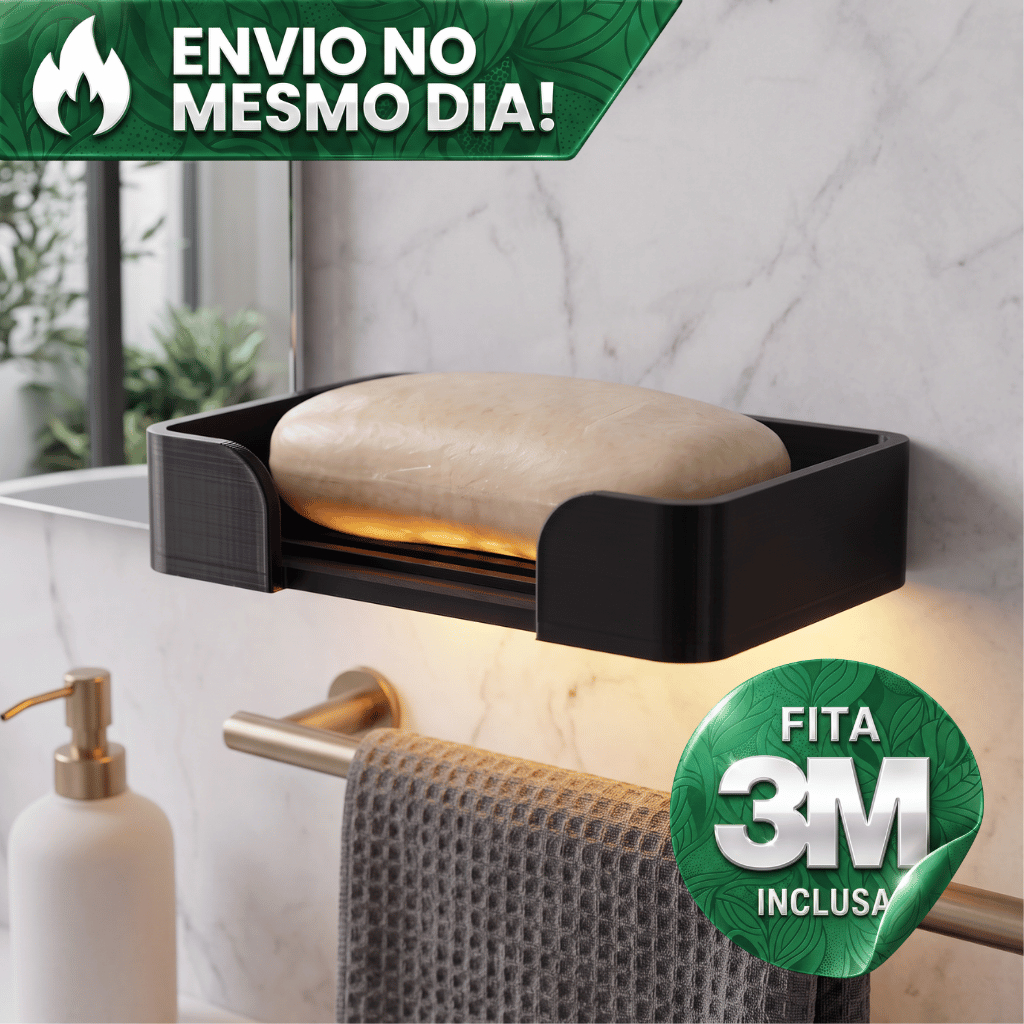 Suporte Saboneteira Parede Autoadesiva Inclusa para Porta Sabão Drenagem Organizador Banheiro Cozinha Lavanderia
