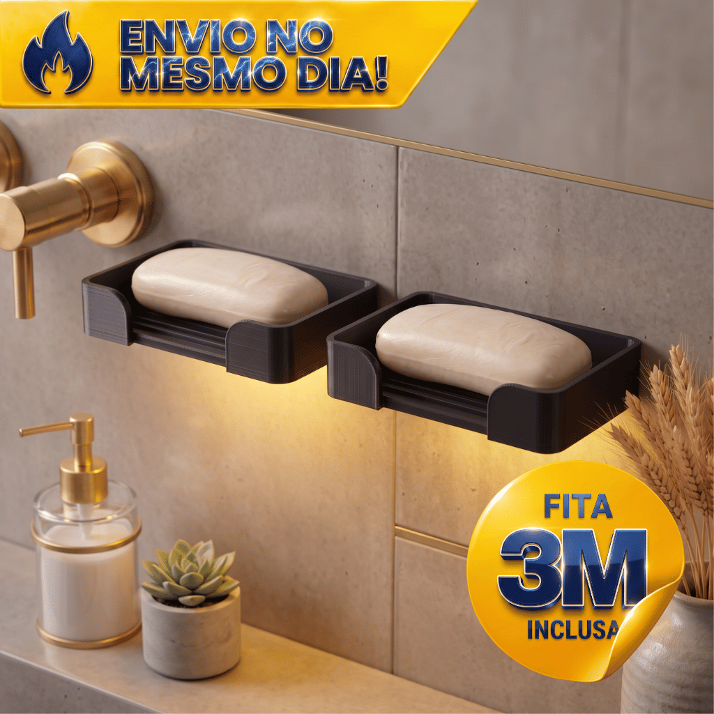 Suporte Saboneteira de Parede Autoadesiva 3M Porta Sabão Drenante Organizador para Banheiro Cozinha Lavanderia