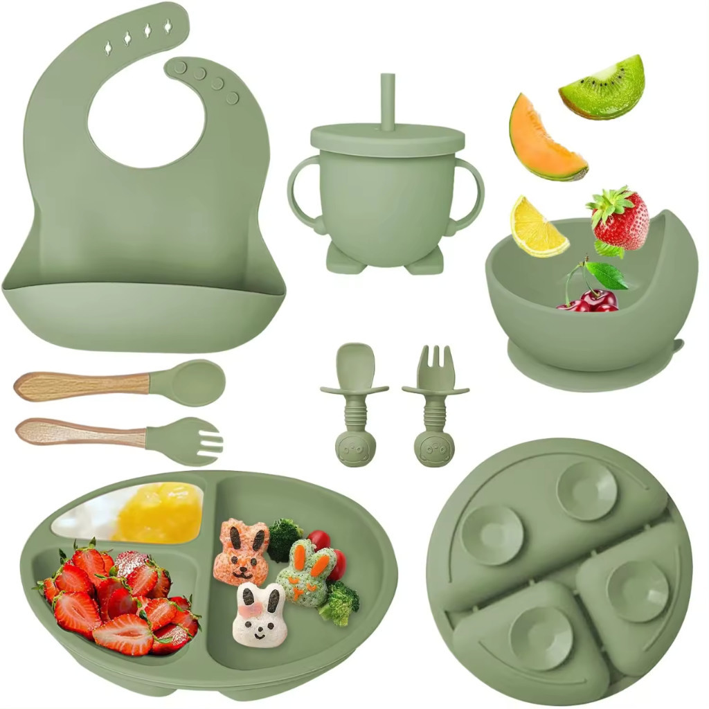 Kit 8 Peças de Talheres de Silicone para Bebês e Crianças preco boa