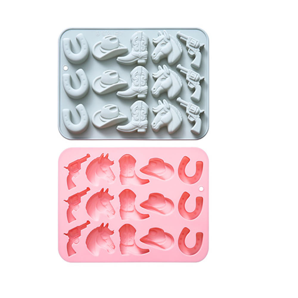 Moldes De Chocolate De Cowboy Ocidental , Cowboys Temáticos Com Bota De Chapéu Em Forma De Sela De Cavalo Cozimento De F