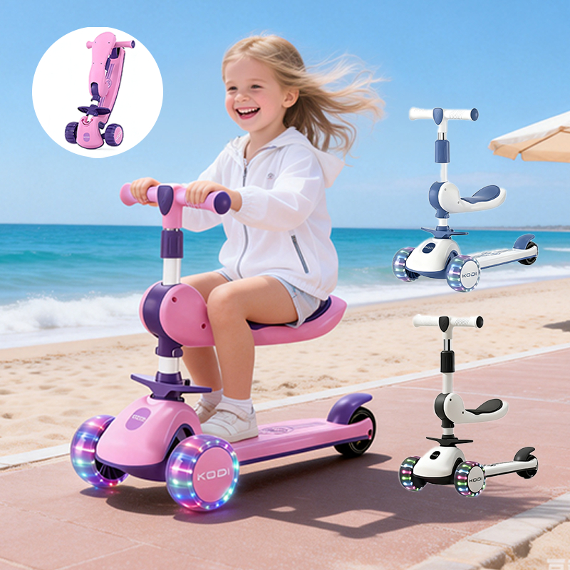 Patinete Infantil 3 Rodas De Led Musical Ajustável Dobrável Scooter Crianças e Guidão Ajustável P15