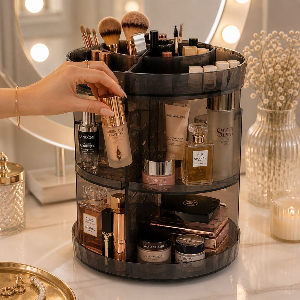 Organizador de maquiagem Acrílico  Giratório 360º Suporte Para Cosméticos
