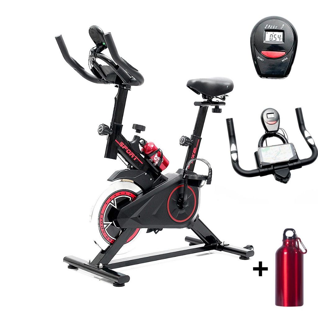 Bicicleta Ergometrica Spinning Academia Bike Fitness Profissional Monitor de Treino Garrafa de Agua