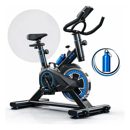 Bicicleta Ergométrica Fitness Para Cardio E Musculação Com Base Cor Preto E Azul 6kg Inercia Marca Sevenfit