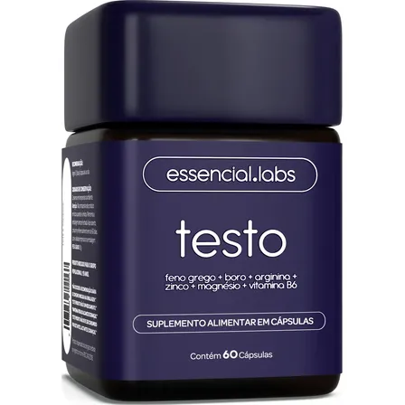 TESTO ESSENCIAL - Fórmula Exclusiva com Feno Grego + Boro + Arginina + ZMA + Vitamina B6 - 60 cápsulas
