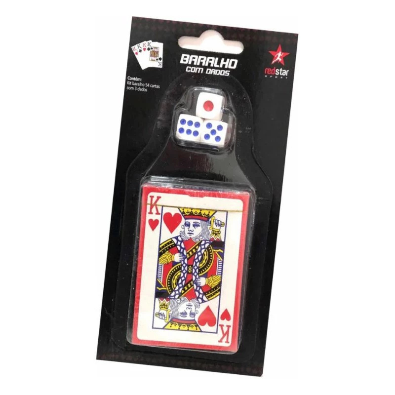 Baralho com Dados Kit Baralho 54 Cartas com 3 Dados Jogo Tabuleiro Cartas Mesa Canastra Poker