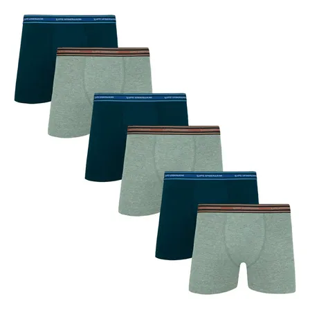 Kit Com 6 Cuecas Boxer Algodão Adulto Lupo
