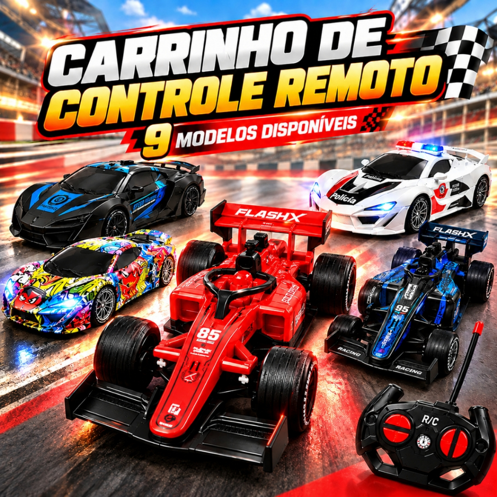 Carrinho de controle remoto menino infantil brinquedo formula1 corrida policia speed