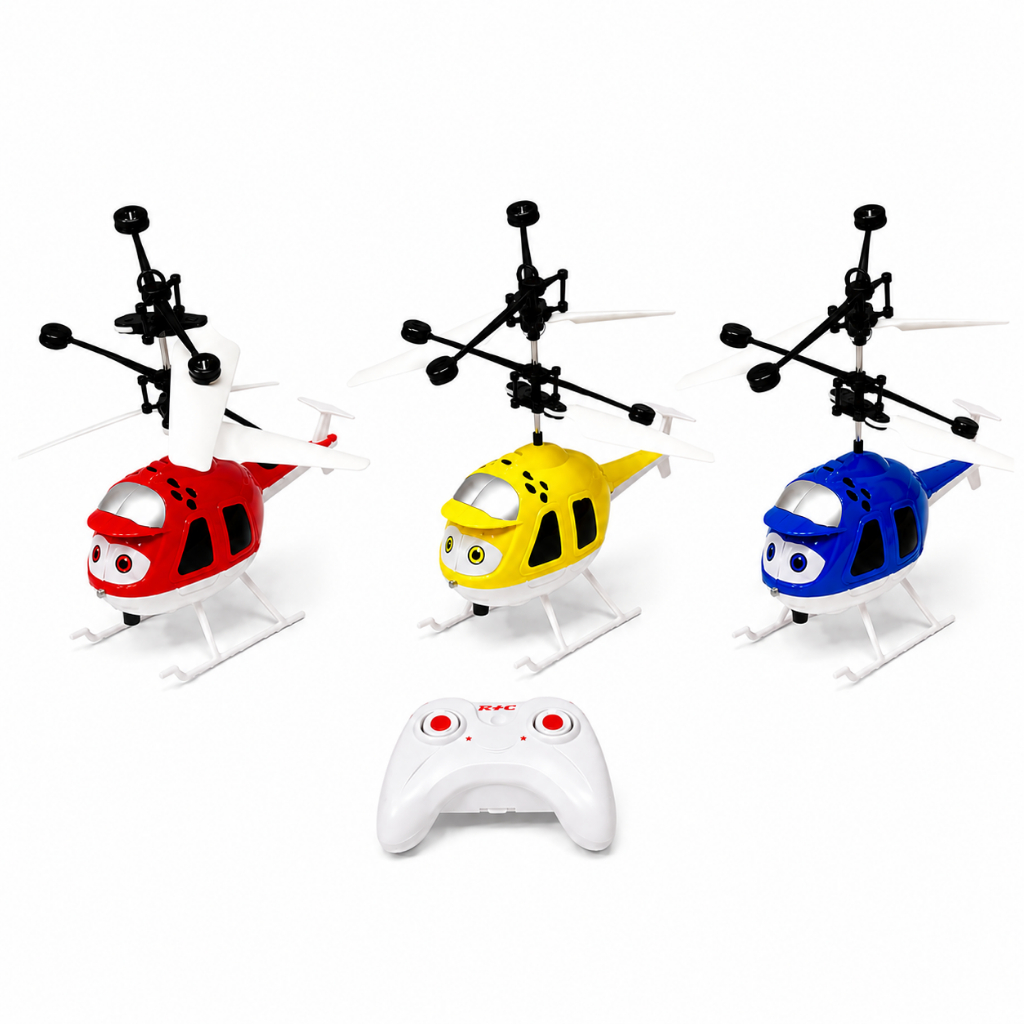 Helicóptero com Controle Remoto Sensor de Mão Recarregável USB Brinquedo Infantil 3 Cores