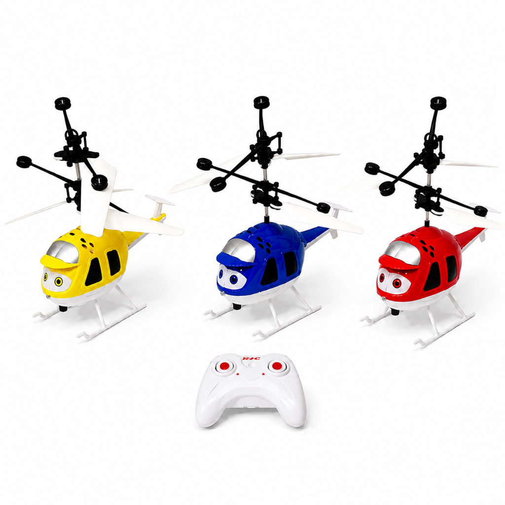Helicóptero Infantil com Controle Remoto e Sensor de Mão USB Recarregável Brinquedo 3 Cores