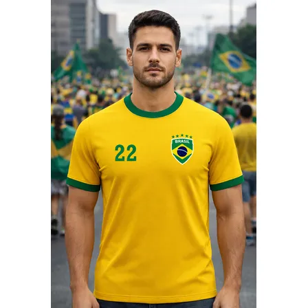 Camisa Brasil Copa Estilo Torcedor Amarela 22