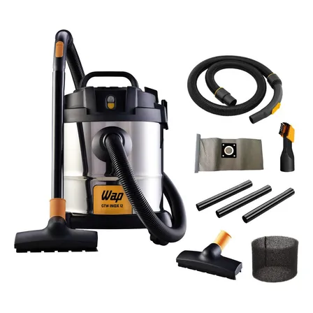 Aspirador De Pó E Água Wap Gtw Inox 12 1400w 127v Q11 Aço Inoxidável/preto/amar