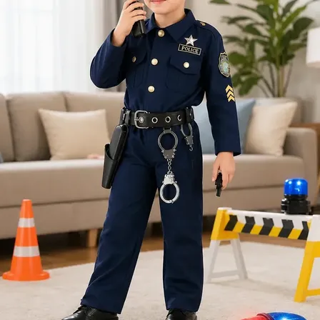 Fantasia Policial Masculina Infantil Carnaval Com Acessorios