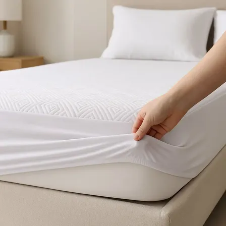 Protetor De Colchão Queen Impermeável Jacquard Premium Macio Off Wite Listras Queen