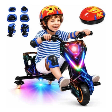 Triciclo Eletrico Drift Infantil 350w Luz Rgb Led Bluetooth Preto