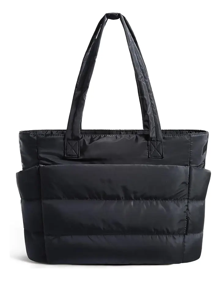 Bolsa De Ombro Grande Feminina Moderna Casual Deslocamento Preto Liso Níquel