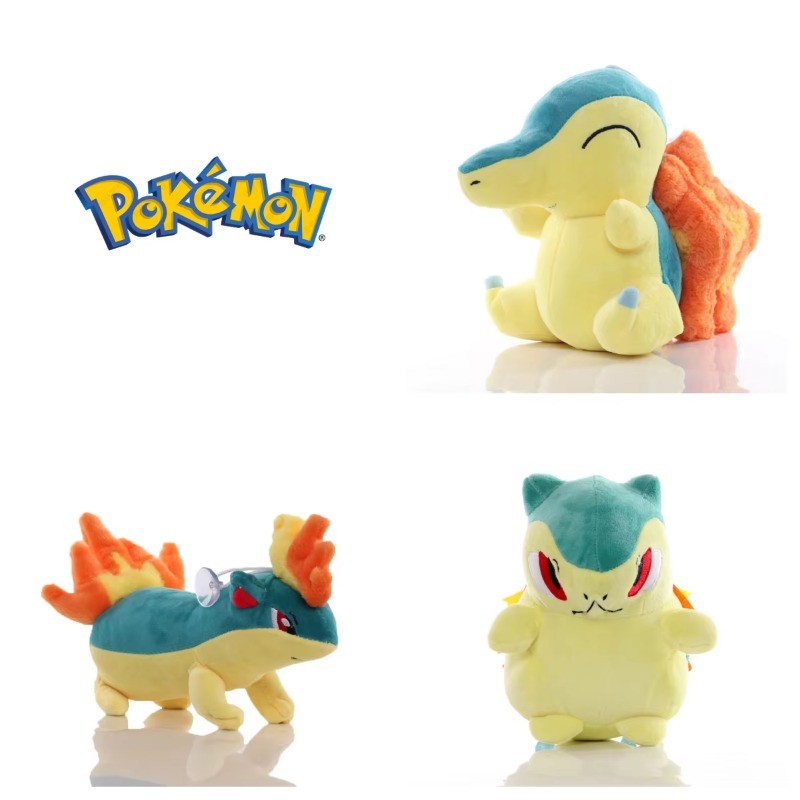 Poke Brinquedos De Pelúcia Cyndaquil Família Bonecas Bonito Quilava Typhlosion Plushies Brinquedo Hobbies Coleção Crianç