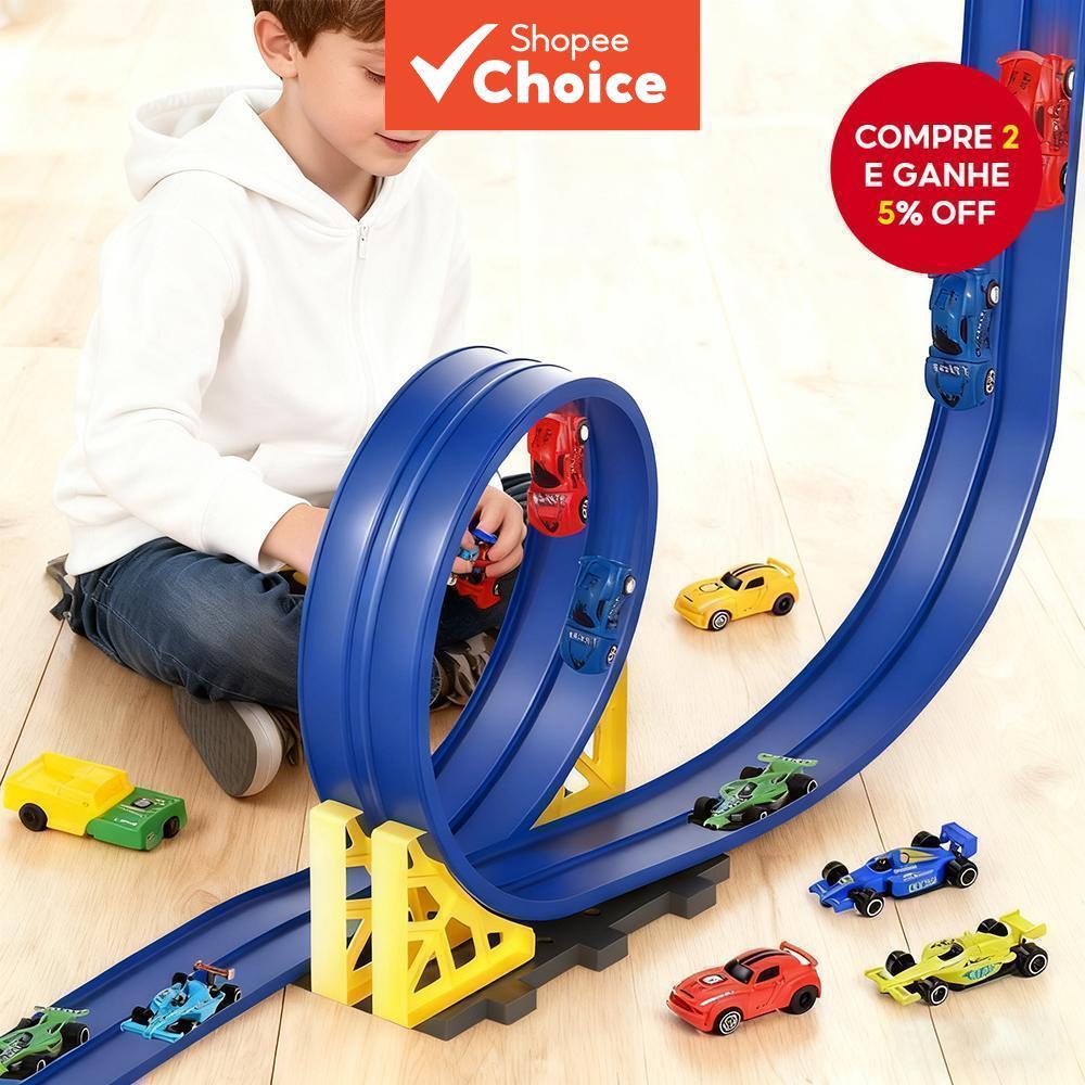 Conjunto de Pista de Corrida de Borracha Macia para Crianças - Brinquedo de Montagem Divertido DIY com Alta Qualidade e