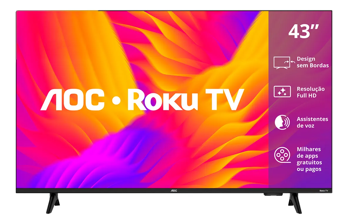Smart Tv Aoc Led 43 Full Hd Wi-fi Roku Tv Sem Bordas