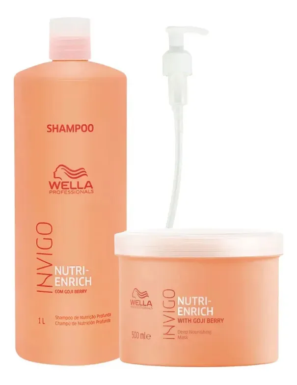Kit Wella Nutri Enrich Shampoo 1000ml + Máscara 500ml Invigo