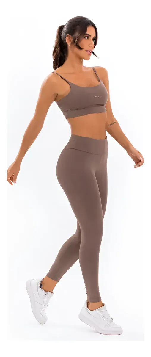 Conjunto Fitness Feminino Academia Top E Calça Poliamida