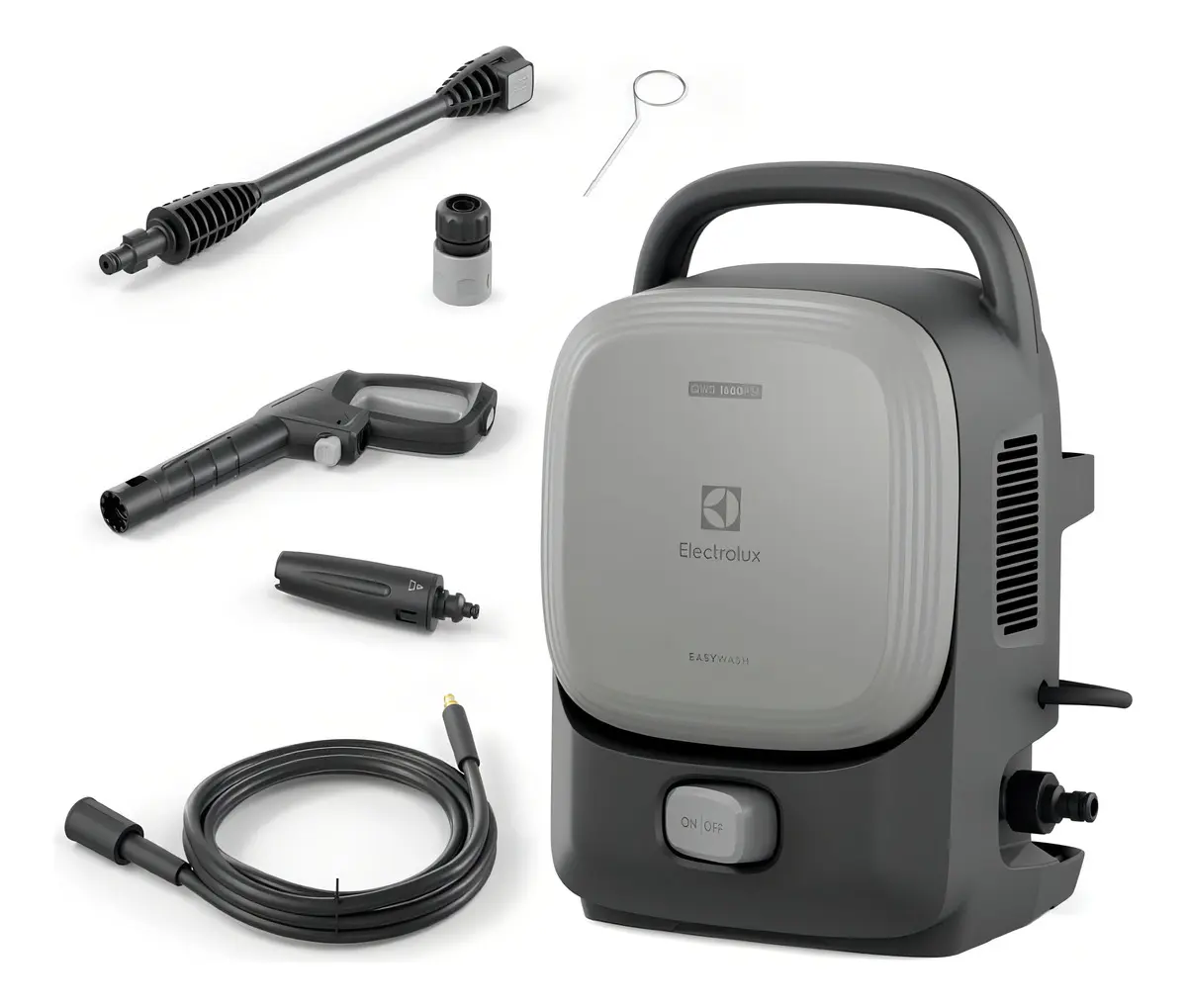 Lavadora De Alta Pressão Electrolux 1600psi 1400w De Potência Com Engate Rápido Easywash Lava Jato Lava Car Qws1600 Cinza