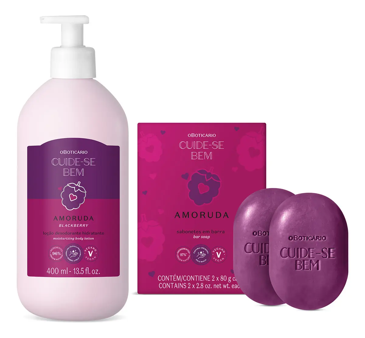 Combo Cuide-se Bem Amoruda: Loção Corporal 200ml + Sabonetes
