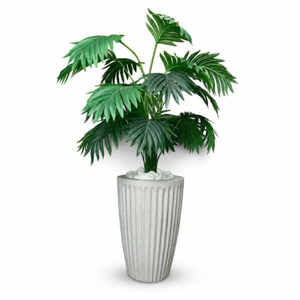 Planta Artificial Palmeira com Vaso 15 Folhas  Polietileno Cone Romano