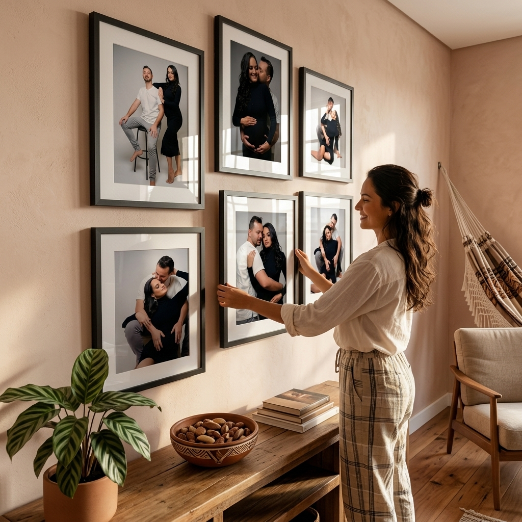 Quadro Decorativo 24x31 Parede Com Paspatur Porta Retrato Foto 15x21 Moldura Madeira Sala Quarto