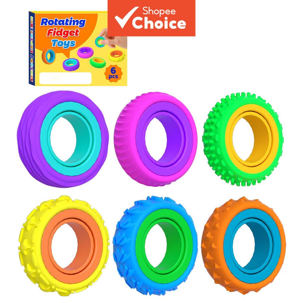 Anéis sensoriais de silicone para fidget – anéis giratórios para foco e calma, brinquedos discretos para sala de aula,