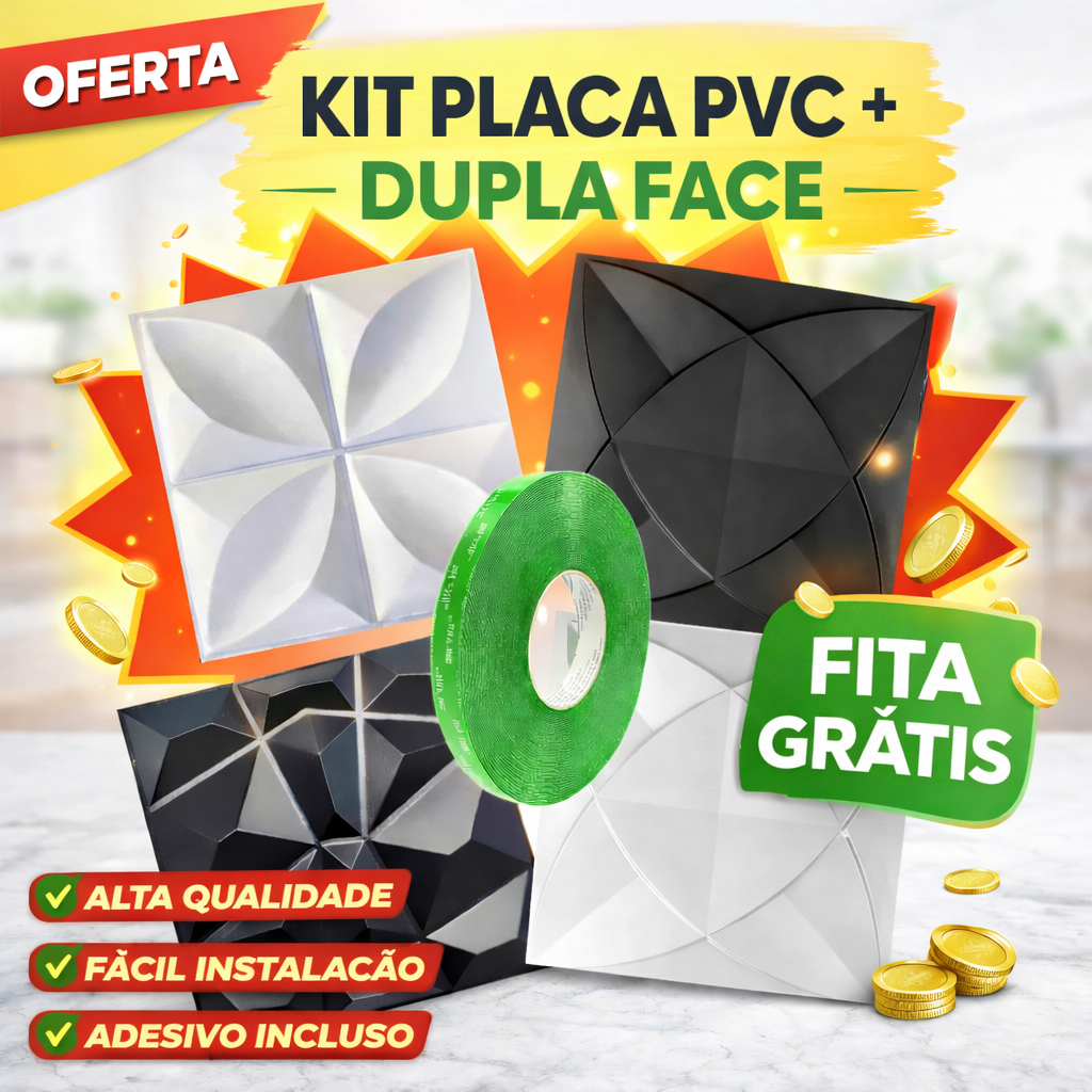 Kit Até 120 Placas PVC 3D Com Dupla Face Decoração Sala Quarto Cozinha Penteadeira 25x25CM