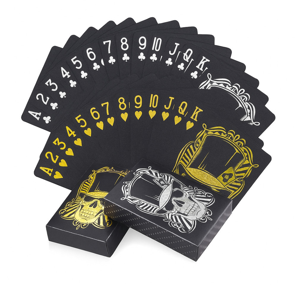 Baralho Preto e Dourado Com Caveira Jogos De Cartas A Prova Dágua Truco Canastra Buraco Poker