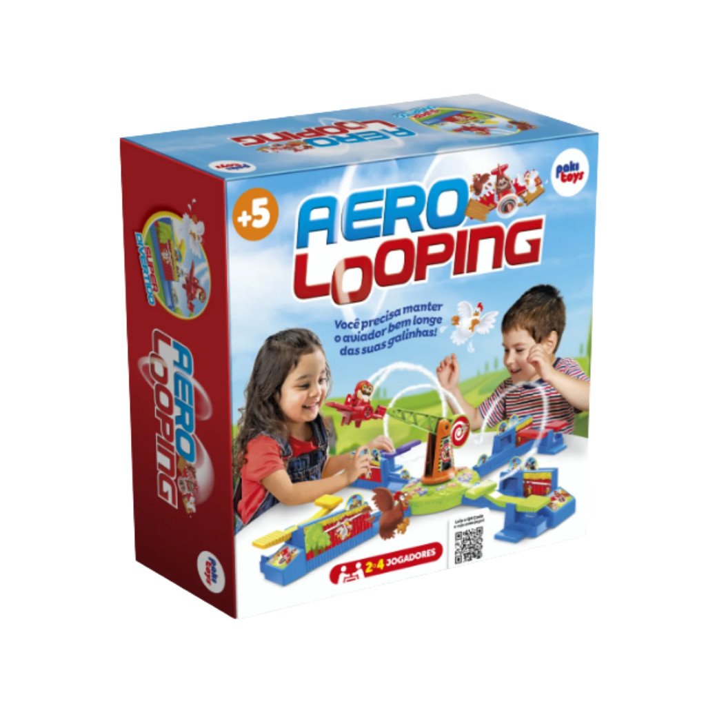 Jogo Aero Looping Interativo com Avião e Resgate de Galinhas – Pakitoys