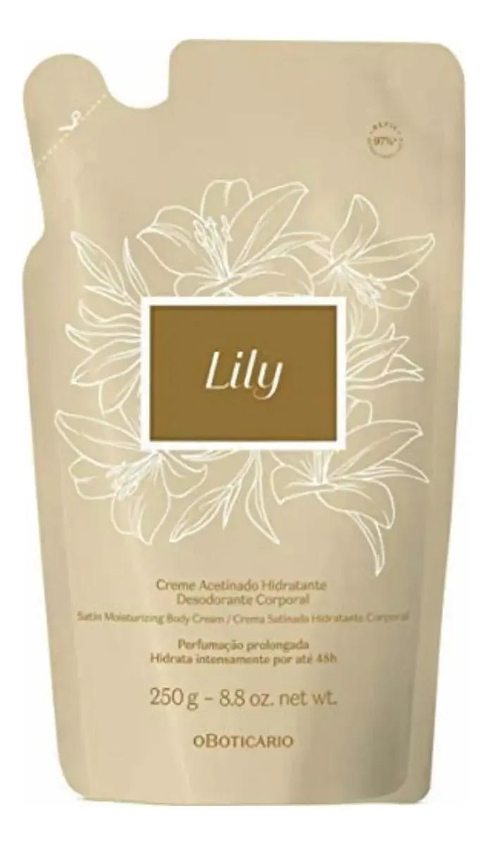 Refil Creme Acetinado Hidratante Corporal Lily 250g Bouquet Floral