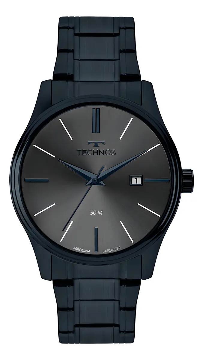 Relógio Technos Masculino Steel Azul - 2115ubt/1f Bisel Cinza
