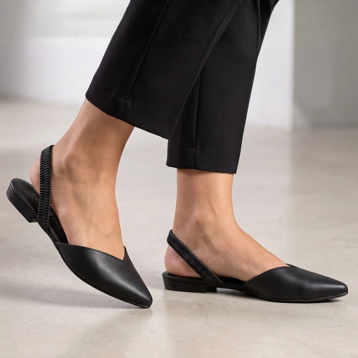 Sapatilha Beira Rio Slingback Bico Fino Leve Rasteira Mule
