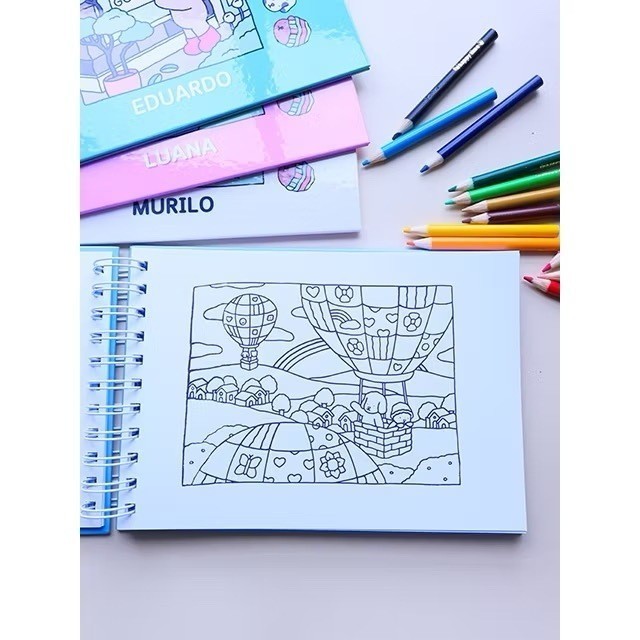 Livro de Colorir Papel 180g Booboo Goods 50 Folhas A5 Ursinhos Fofos para Canetinha Marcador Lápis