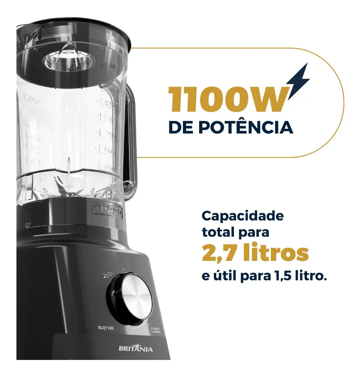 Liquidificador Britânia 1100W 2,7L 4 Velocidades BLQ1100