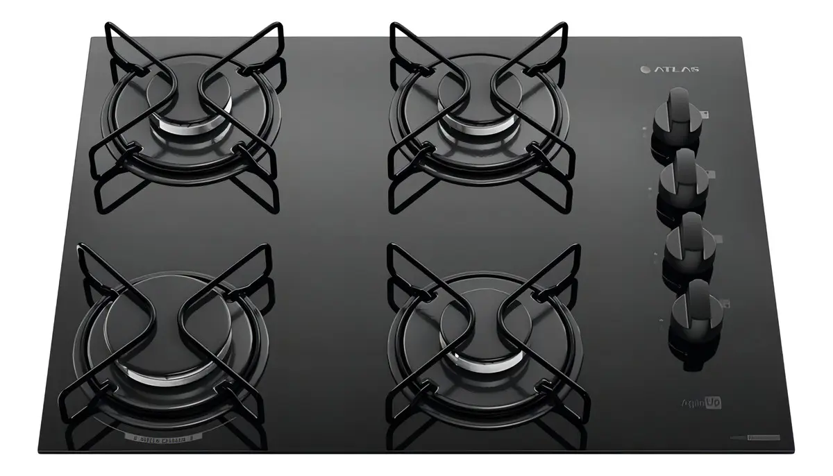 Cooktop 4 Bocas Atlas Agile Up Mesa Vidro Mega Chama Bivolt