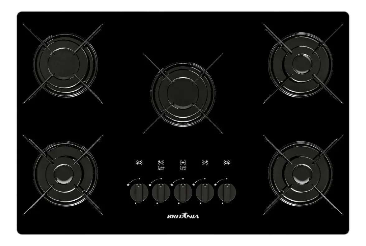 Cooktop 5 Bocas a Gás Britânia Bivolt BCT05A