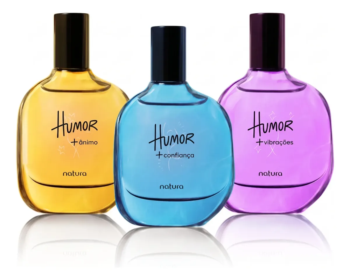 Kit Natura Humor Mood Boosters: Colônia Vibrações 25ml + Confiança 25ml + Ânimo 25ml (layering/sobreposições))