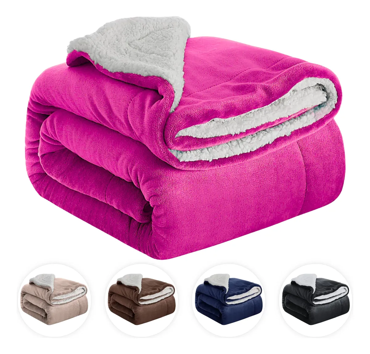 Coberdrom Edredom Sherpa Lã Carneiro Casal Queen Cobertor Pink Sherpa
