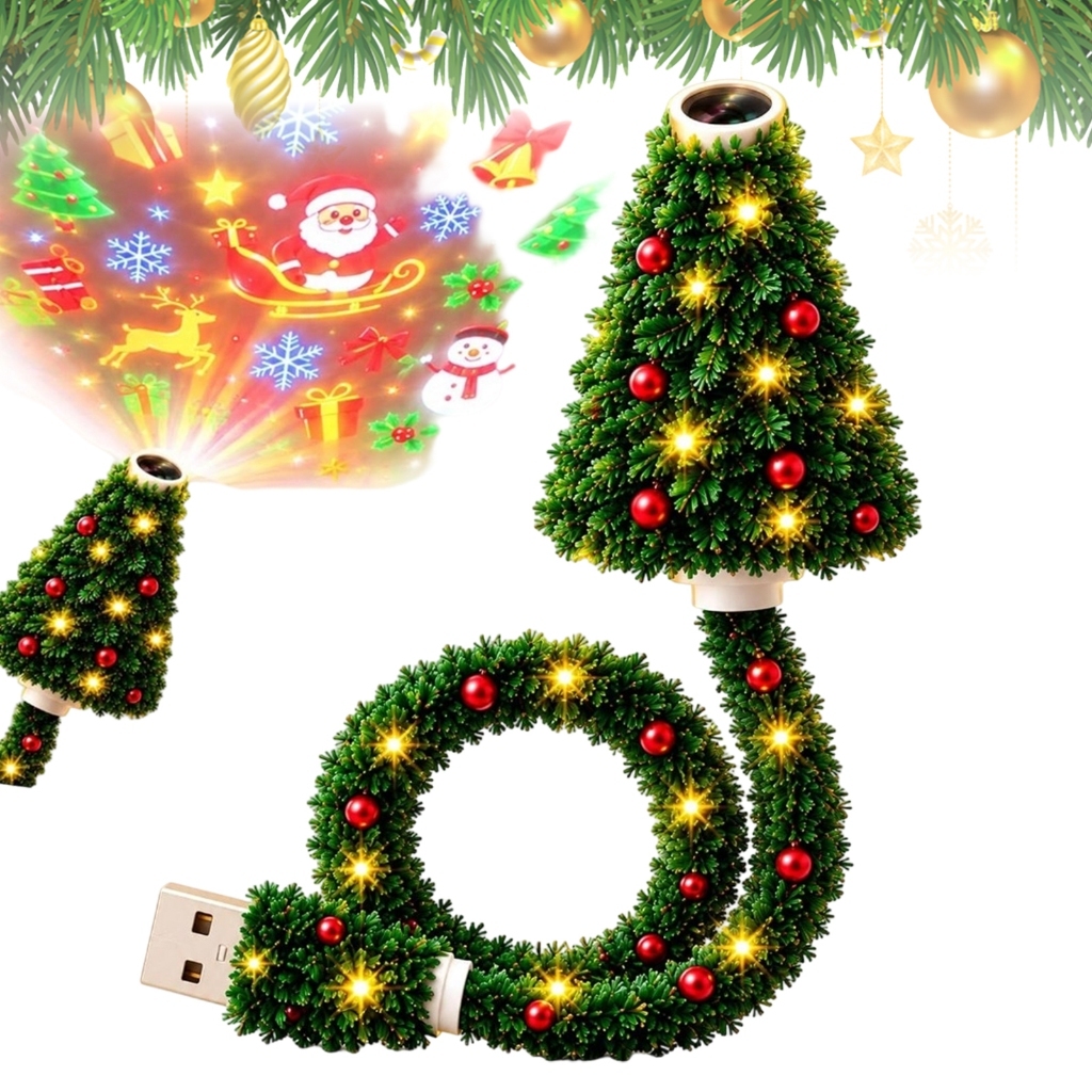 Luz De Projeção De Árvore De Natal , Projetor LED Plug-And-Play USB Com 6 Cenas Festivas , Lâmpada Flexível De Pescoço D