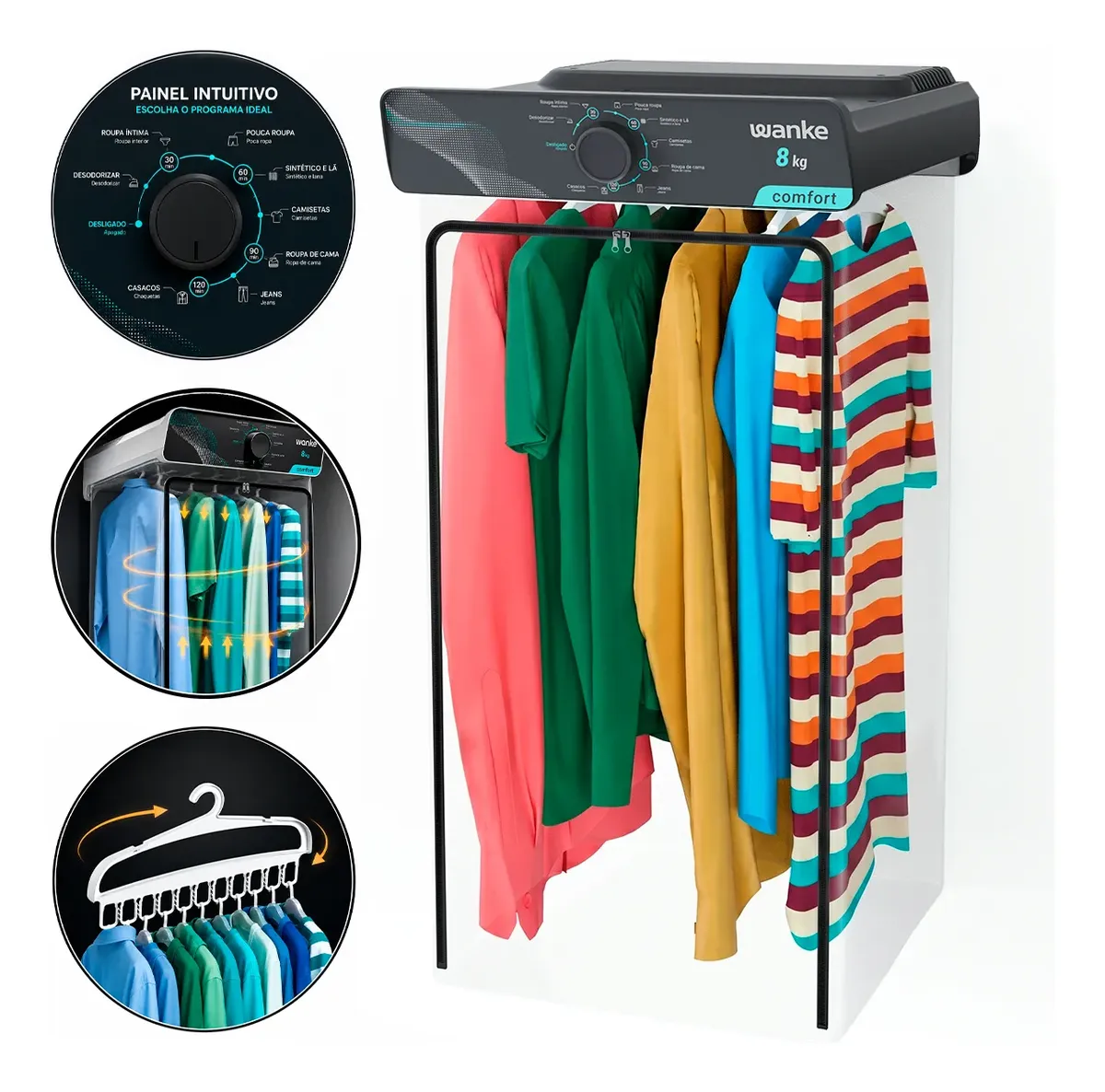 Secadora De Roupas Wanke Comfort 8kg Parede Grafite 220v
