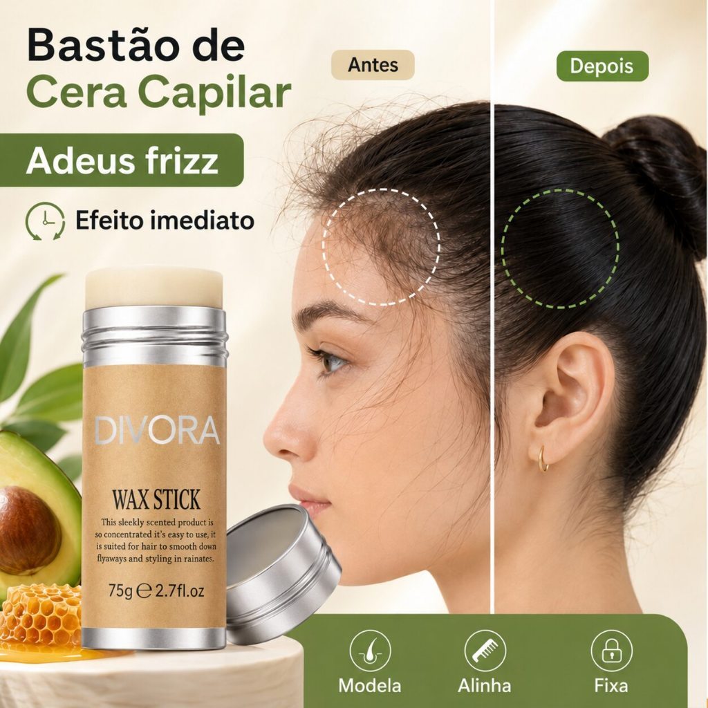 DIVORA Cera capilar em bastão para modelagem de cabelo, cuidados capilares Anti-frizz